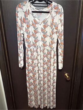 kate quinn Gathered Button Pocket Maxi Dress Tropical Floral Size Medium